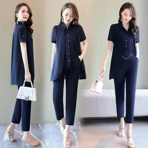 HR WZ30599时尚减龄洋气女神范雪纺开衫两件套 商品图0