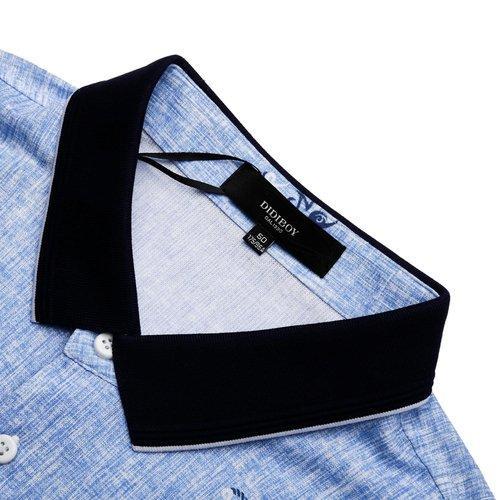 DIDIBOY/迪迪博迩浅蓝色男士短袖丝T男士短袖T恤花色潮流印花POLO衫轻薄夏季丝t爸爸款套头短t 商品图2