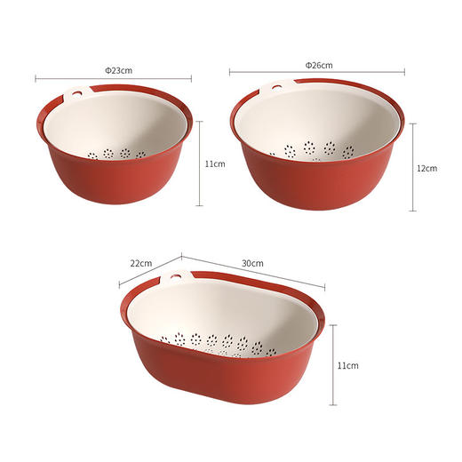 洗菜盆沥水篮北欧家用水果盘厨房塑料篮子洗米筛淘米神器 商品图6