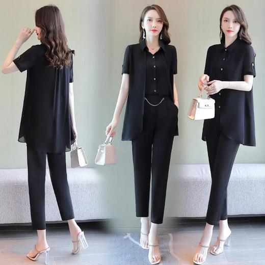 HR WZ30599时尚减龄洋气女神范雪纺开衫两件套 商品图1