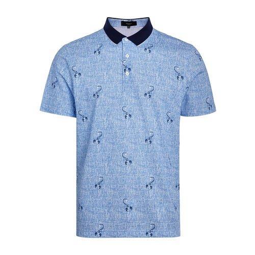 DIDIBOY/迪迪博迩浅蓝色男士短袖丝T男士短袖T恤花色潮流印花POLO衫轻薄夏季丝t爸爸款套头短t 商品图0