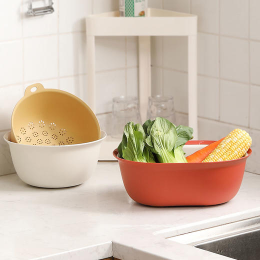 洗菜盆沥水篮北欧家用水果盘厨房塑料篮子洗米筛淘米神器 商品图1