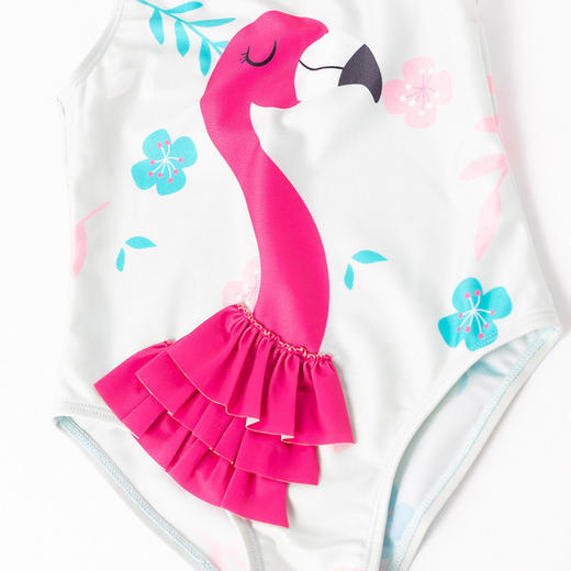 贝贝怡夏季新款女童连体泳衣宝宝速干防晒儿童泳帽泳衣套装212P2357 商品图3