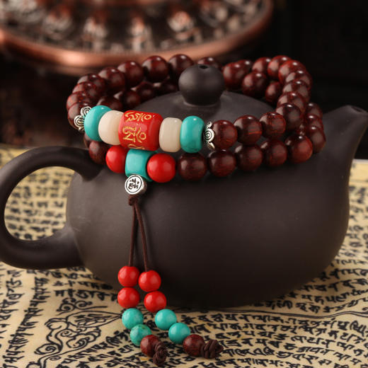 小叶紫檀原创佛珠手串8mm送女友闺蜜节日生日礼物 商品图5