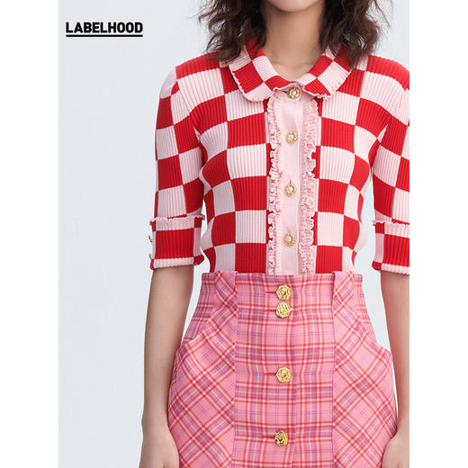 MOTOGUO 皱褶花边针织开衫 MGSS2156 商品图2