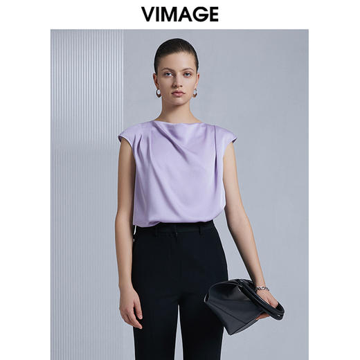VIMAGE纬漫纪夏季新款时尚气质干练衬衫女设计感小众衬衣V1513123 商品图2