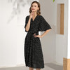 丁摩 喇叭袖收腰系腰带真丝连衣裙经典波点夏季裙子Q121093-DL699 商品缩略图3