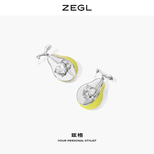 ZEGL设计师蜜语系列鸭梨水果3D打印设计感耳环女夏季耳钉银针耳饰 商品图3