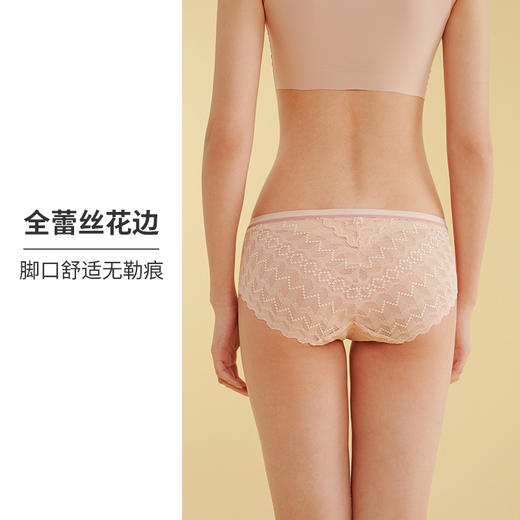 内裤女夏薄蕾丝性感透气撞色包臀纯棉裆底2条装中腰平角裤HSIA遐 商品图3