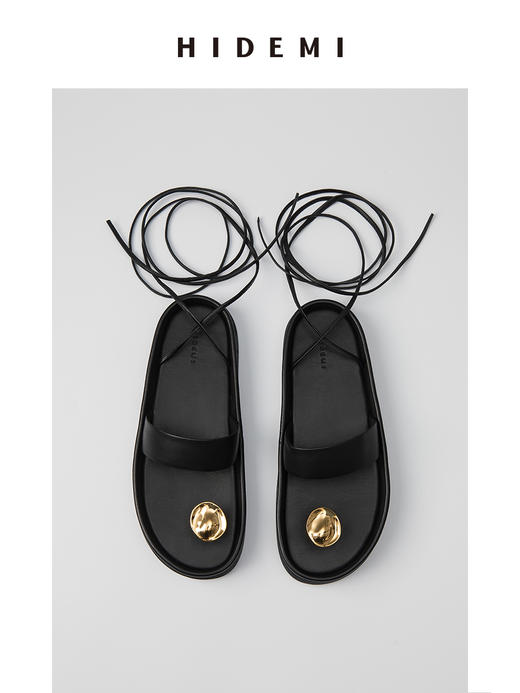 HIDEMI波纹金属扣简约系带厚底凉鞋 商品图5