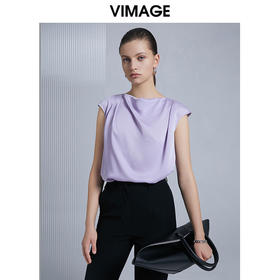 VIMAGE纬漫纪夏季新款时尚气质干练衬衫女设计感小众衬衣V1513123