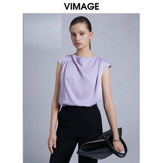 VIMAGE纬漫纪夏季新款时尚气质干练衬衫女设计感小众衬衣V1513123 商品图0