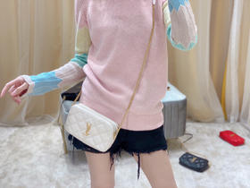 BECKY 菱形绗缝双拉链手拿链条包-白色