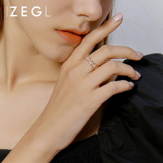 ZENGLIU轻奢星月小花朵戒指女ins潮韩国复古开口戒冷淡风食指戒指 商品图3