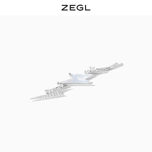 ZEGL设计师贝壳闪电发夹女后脑勺一字夹简约气质百搭发卡甜酷发饰 商品图3