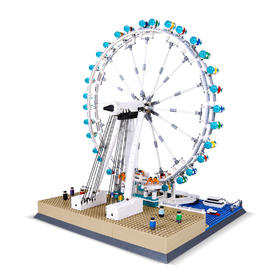 万格积木英国伦敦伦敦眼6215摩天轮小颗粒世界建筑拼装模型地标