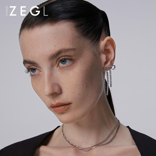 ZENGLIU高级感蝴蝶结耳钉女气质长款流苏耳环轻奢耳饰2021年新款 商品图3