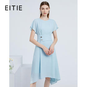 EITIE爱特爱夏季新款时尚气质圆领显瘦纯色简约连衣裙女59076107