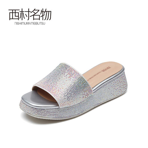 西村名物2021夏季新款凉拖女外穿中跟厚底坡跟拖鞋女夏凉鞋23901 商品图1