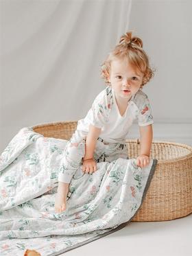 【Nest Designs】竹棉弹力汗布儿童短袖长裤套装