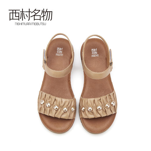 西村名物2021夏季新款平底凉鞋女一字带休闲百搭仙女风超火T21BG23691 商品图2