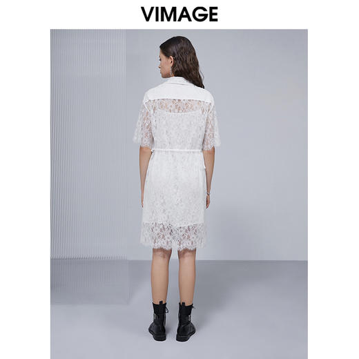 VIMAGE纬漫纪夏季新款翻领收腰显瘦气质中长款连衣裙V1507137 商品图3
