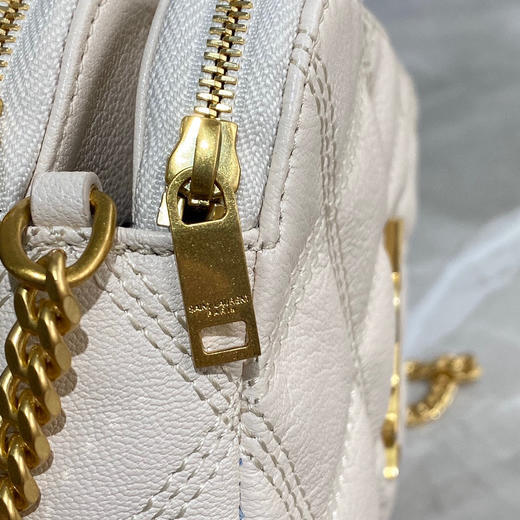 BECKY 菱形绗缝双拉链手拿链条包-白色 商品图6