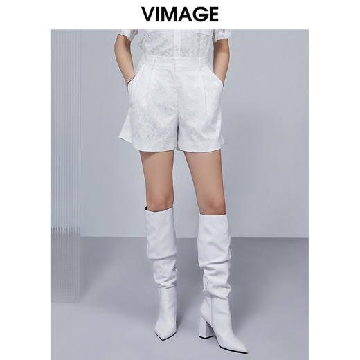 VIMAGE纬漫纪女夏季新款时尚通勤百搭洋气蕾丝显瘦短裤V1505119 商品图2