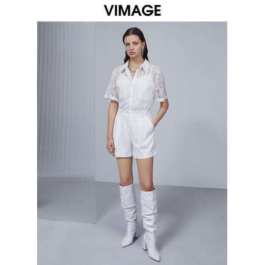 VIMAGE纬漫纪女夏季新款时尚通勤百搭洋气蕾丝显瘦短裤V1505119 商品图1