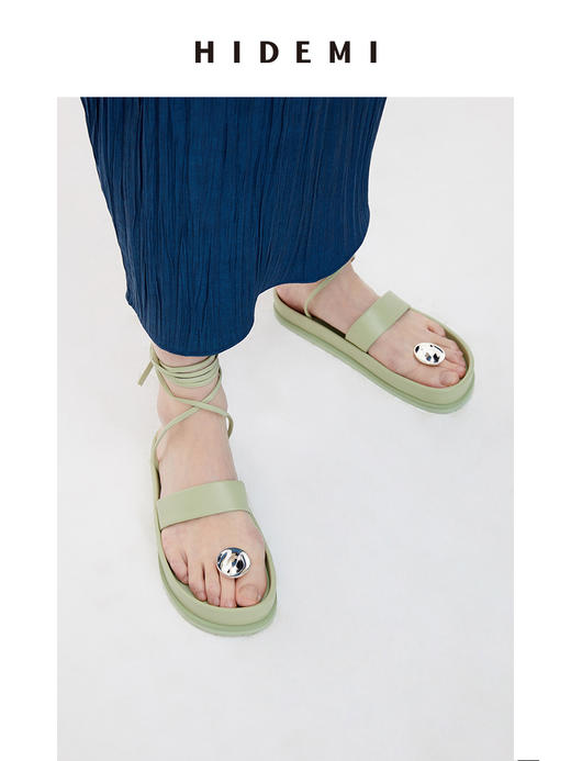 HIDEMI波纹金属扣简约系带厚底凉鞋 商品图12