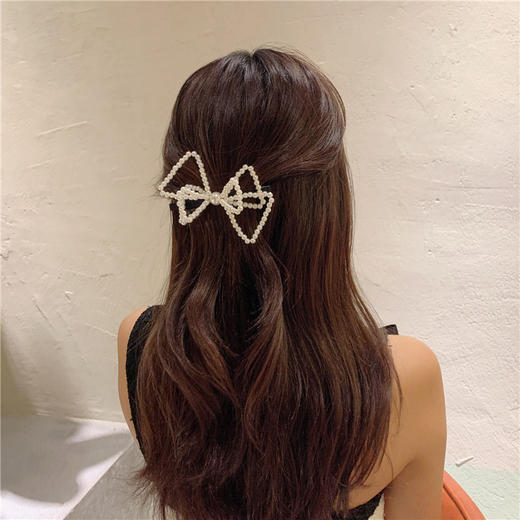 【蝴蝶结边夹子】简约ins头饰珍珠女团发夹后脑勺发饰时尚饰品 商品图2