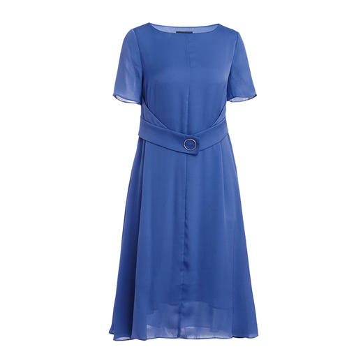 故障+EITIE爱特爱夏季新款通勤优雅收腰显瘦简约纯色A字连衣裙5907631 商品图4