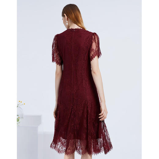 EITIE爱特爱夏季新款温柔花边领复古蕾丝收腰显瘦A字连衣裙 商品图4