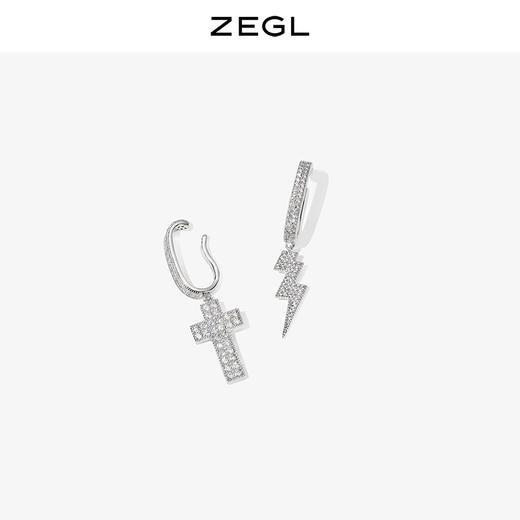 ZEGL设计师闪电十字架耳挂耳环女无耳洞耳夹简约冷淡风耳骨夹耳饰 商品图1