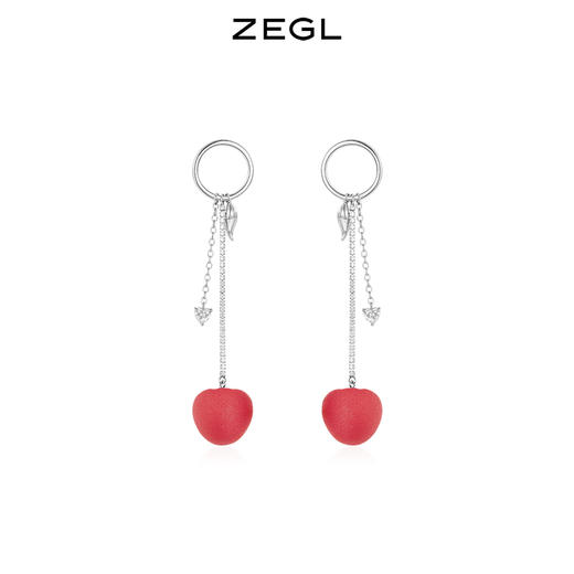 ZEGL设计师蜜语系列红色樱桃3D打印设计感耳环女夏季耳钉银针耳饰 商品图1