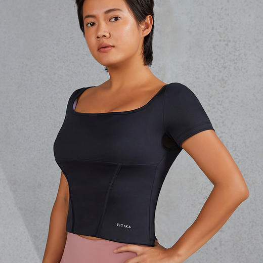 TITIKAACTIVE瑜伽服上衣健身跑步时尚短袖运动T恤女15T20800 商品图1