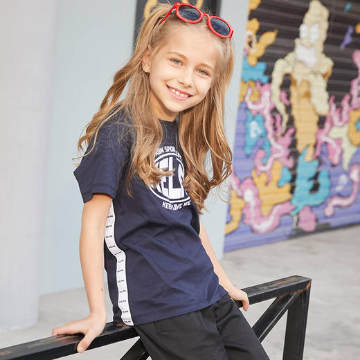  KIDS卡尔美女童短袖T恤春夏新款纯色儿童体恤套头打底上衣 商品图2