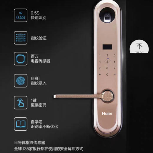 海尔（Haier）指纹锁U5-US 枪黑 商品图4
