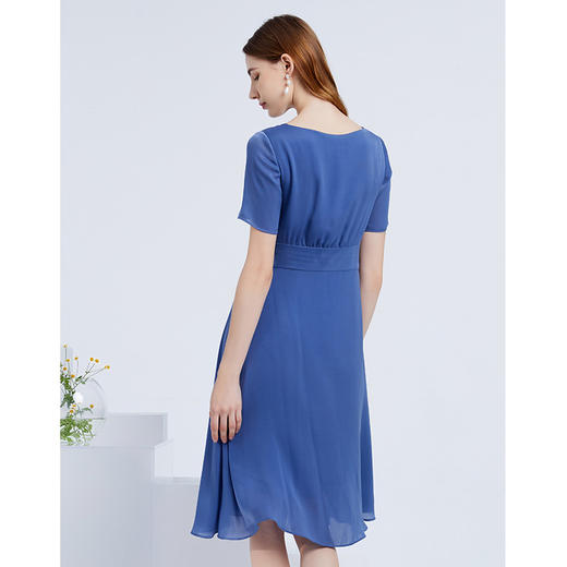 故障+EITIE爱特爱夏季新款通勤优雅收腰显瘦简约纯色A字连衣裙5907631 商品图3