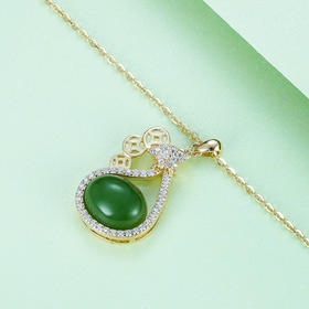 S925银【纳福袋】碧玉套链镀金项链【YL-3886206】2105