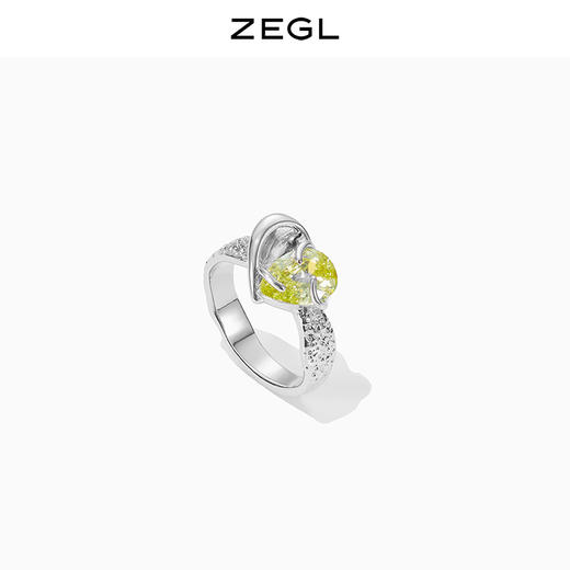 ZEGL设计师彩宝系列绿芽爱心戒指女轻奢小众精致指环高级感食指戒 商品图3