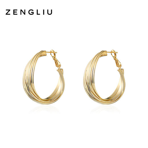 ZENGLIU法式圆环耳钉女韩版潮ins简约冷淡风耳环气质时尚网红耳饰 商品图0
