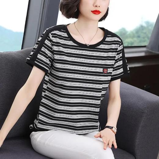 MZ 103999宽松大码条纹T上衣 商品图1