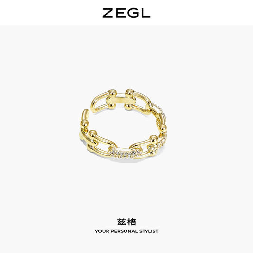 ZEGL马蹄扣戒指女复古小众设计日式轻奢指环食指戒时尚个性开口戒 商品图3
