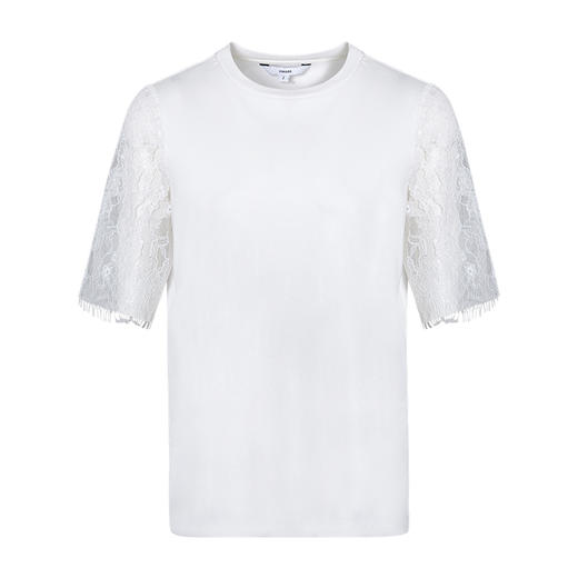 VIMAGE纬漫纪夏季新品白色百搭透气圆领蕾丝镂空五分袖T恤V1502102 商品图5