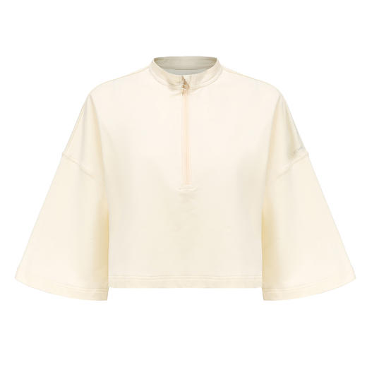 【棉感面料】火锅国潮系列落肩七分袖半拉链宽松卫衣健身服女T恤短袖 商品图4