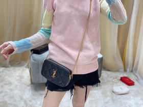 BECKY 菱形绗缝双拉链手拿链条包-黑色