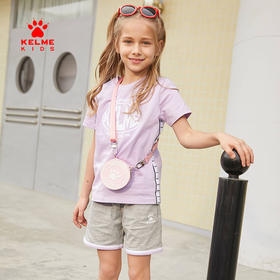  KIDS卡尔美女童短袖T恤春夏新款纯色儿童体恤套头打底上衣