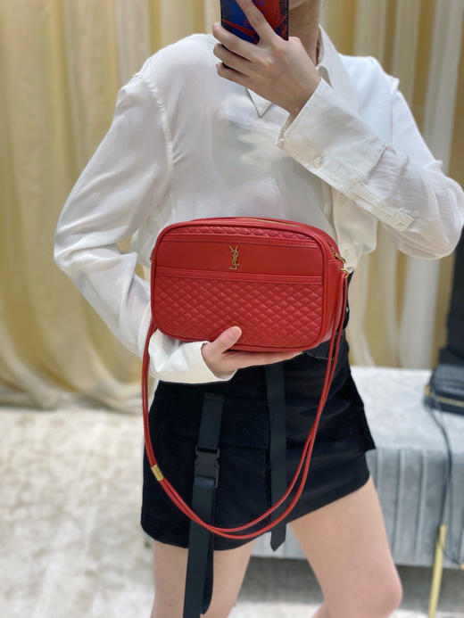 YSL菱格相机包-魅惑红 商品图3