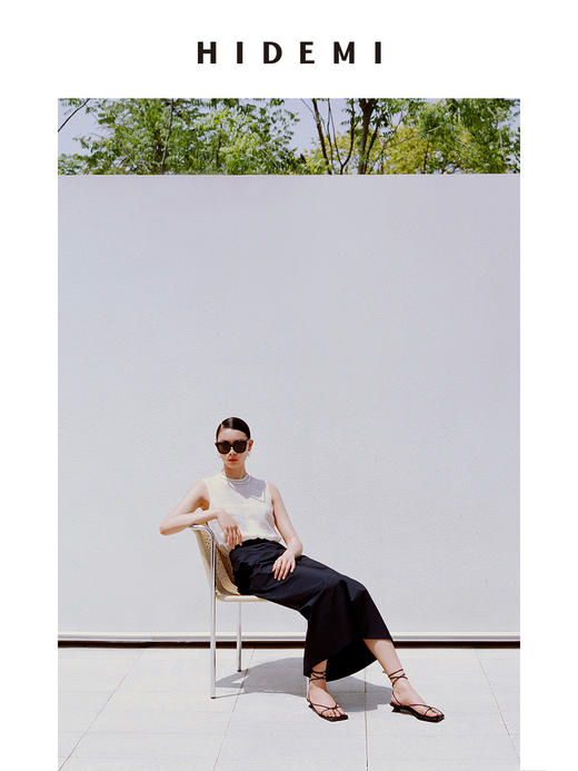 HIDEMI黑色简约大口袋设计感半身A字长裙 商品图3